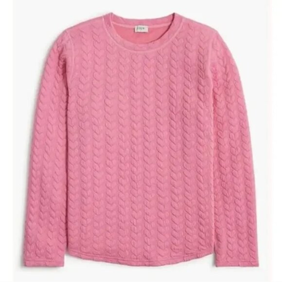 J. Crew Quilted Hearts Pullover Sweatshirt Rose Pink L - Picture 1 of 8